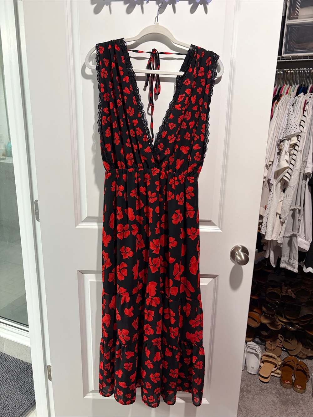 Floral V-Neck Sleeveless Maxi Dress